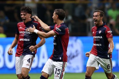 PARMA, ITALY - AUGUST 22: Alessandro Romano of Cagliari Calcio. celebrates after scoring his team's first goal during the Serie A match between Parma Calcio and Cagliari Calcio at Stadio Ennio Tardini on August 22, 2026 in Parma, Italy. (Photo by Luca Amedeo Bizzarri/Getty Images)