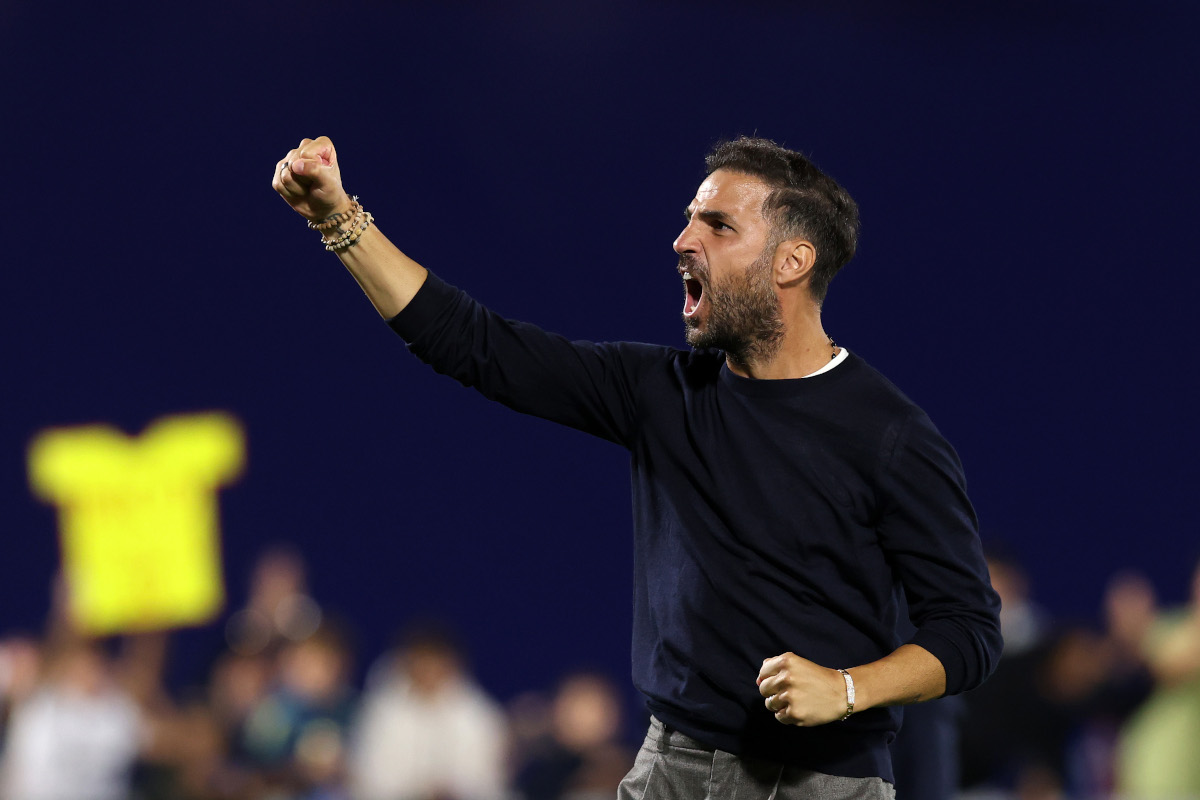 COMO, ITALY - SEPTEMBER 10: Cesc Fabregas, Manager of Como 1907, celebrates after the UEFA Champions League 2026/27 League Phase MD1 match between Como 1907 and RB Leipzig at Giuseppe Sinigaglia Stadium on September 10, 2026 in Como, Italy. (Photo by Claudio Villa/Getty Images)