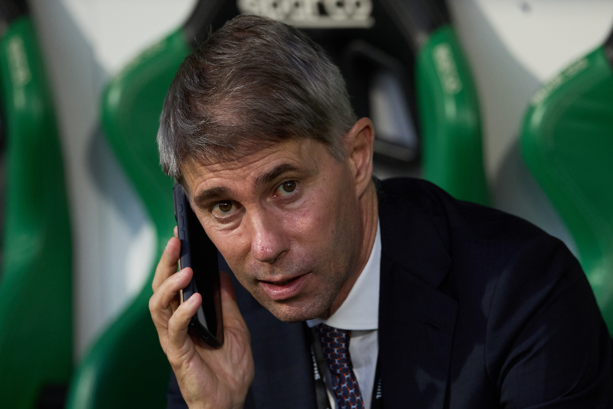 REGGIO NELL'EMILIA, ITALY - SEPTEMBER 13: Frederic Massara of Juventus looks on prior to the Serie A match between US Sassuolo and Juventus at Mapei Stadium - Citta' del Tricolore on September 13, 2026 in Reggio nell'Emilia, Italy. (Photo by Emmanuele Ciancaglini/Getty Images)