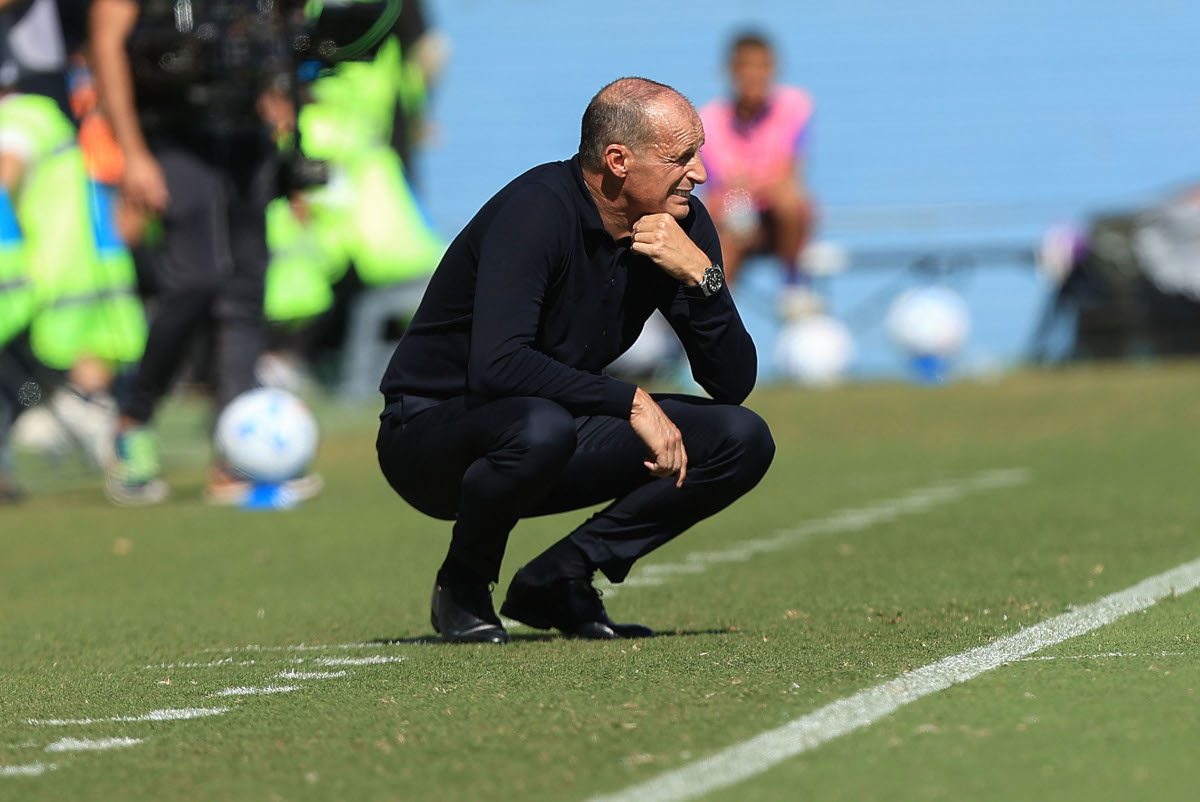 FLORENCE, ITALY - SEPTEMBER 20: Massimiliano Allegri manager of SSC Napoli looks on during the Serie A match between ACF Fiorentina and SSC Napoli at Stadio Artemio Franchi on September 20, 2026 in Florence, Italy. (Photo by Gabriele Maltinti/Getty Images)