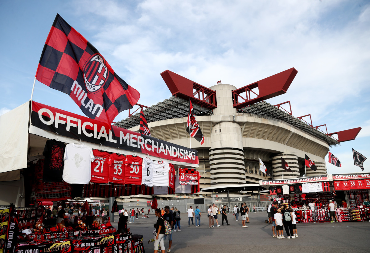 MILAN, ITALY - SEPTEMBER 20: General view outside the stadium before the Serie A match between AC Milan and US Lecce at Stadio Giuseppe Meazza on September 20, 2026 in Milan, Italy. (Photo by Marco Luzzani/Getty Images)