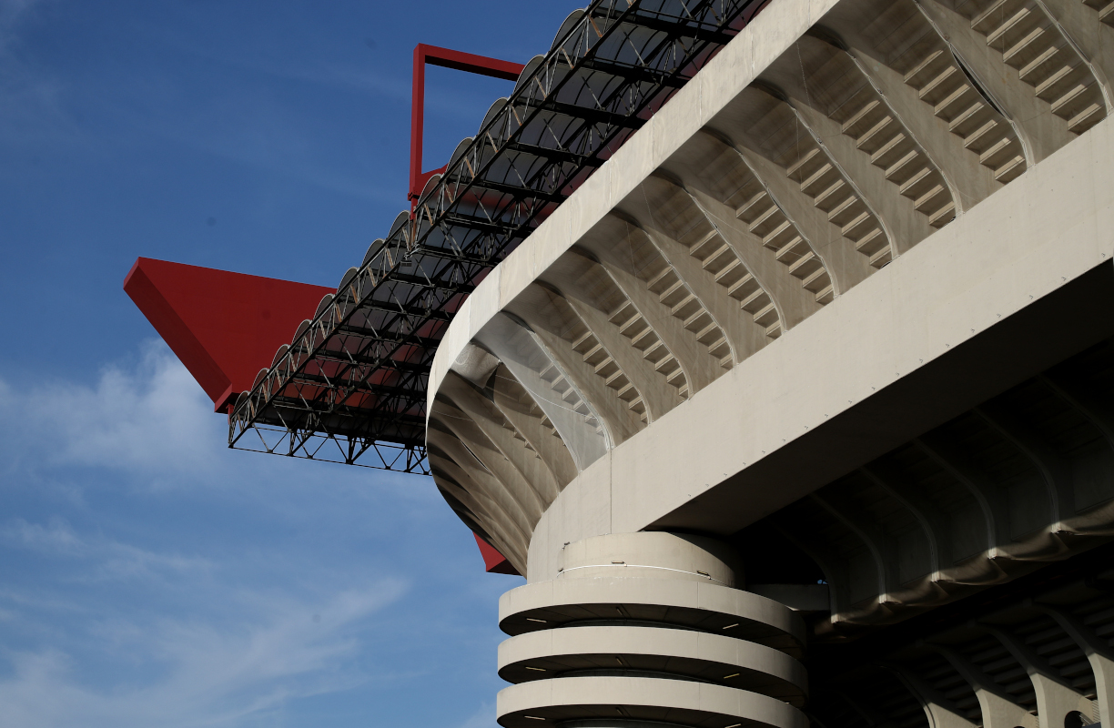 MILÃO, ITÁLIA - 20 DE SETEMBRO: Uma visão geral do exterior do estádio antes da partida da Série A entre AC Milan e US Lecce no Stadio Giuseppe Mezza em 20 de setembro de 2026 em Milão, Itália. (Foto de Marco Luzani/Getty Images)