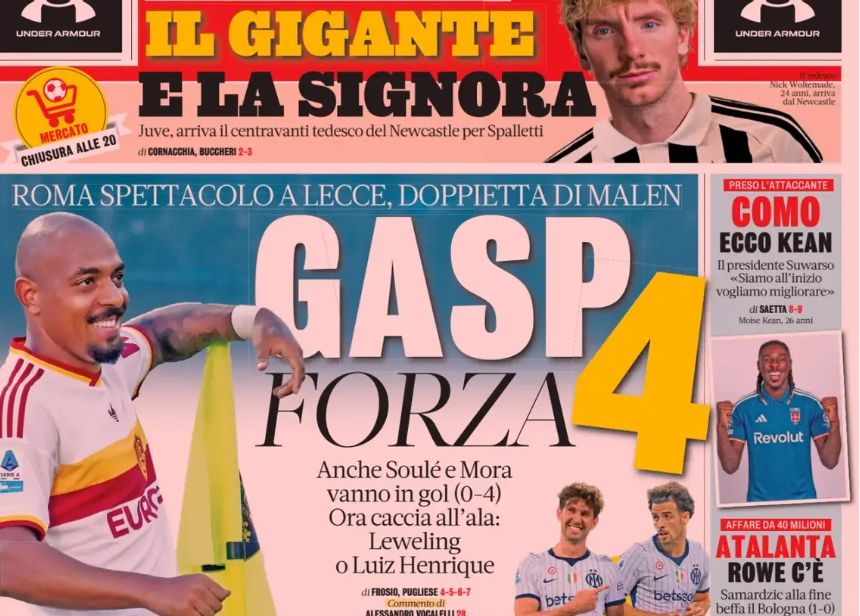 Today’s Papers – Juventus sign Woltemade, spectacular Roma