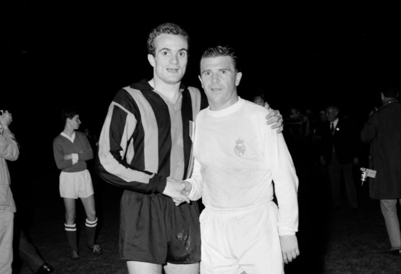 Sandro Mazzola and Ferenc Puscas after the 1964 European Cup Final  (inter.it)