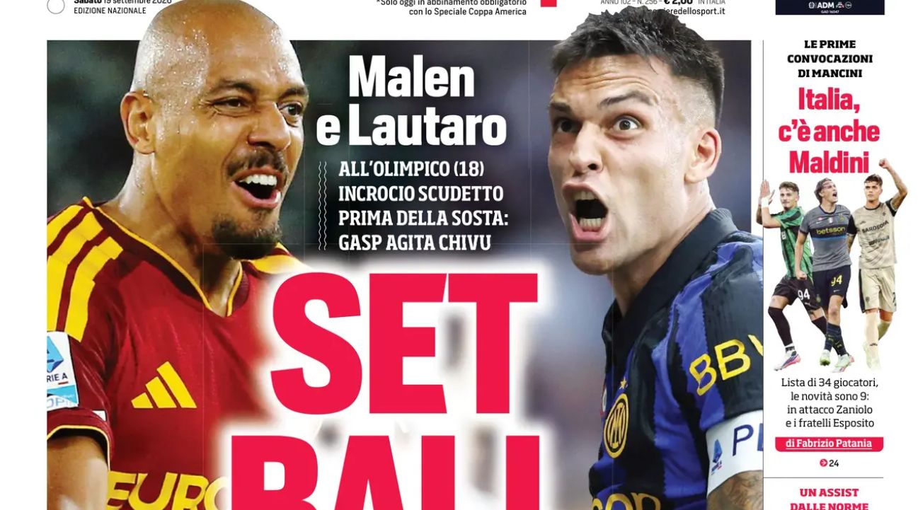 Today’s Papers – Roma threaten Inter, Mancini’s Italy debutants