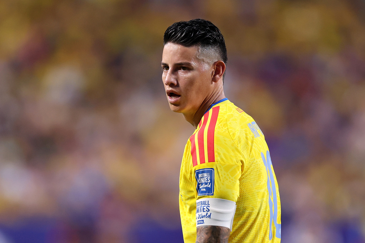 KANSAS CITY, MISSOURI - 03 DE JULHO: James Rodriguez nº 10 da Colômbia durante a partida das oitavas de final da Copa do Mundo FIFA 2026 entre Colômbia e Gana em 03 de julho de 2026 no Kansas City Stadium em Kansas City, Missouri. (Foto de Luke Hales/Getty Images)