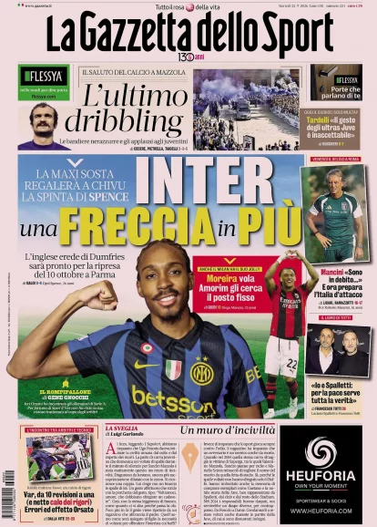 Today’s Papers: Mancini’s mission, Juventus ‘joke,’ and Spence’s return