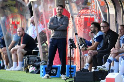 DUBLIN, IRELAND - AUGUST 13: Ajax manager Michel is pictured during the Europa Conference league third round second leg qualifying match between Shelbourne and Ajax at Tolka Park on August 13, 2026 in Dublin, Ireland. (Photo by Charles McQuillan/Getty Images)