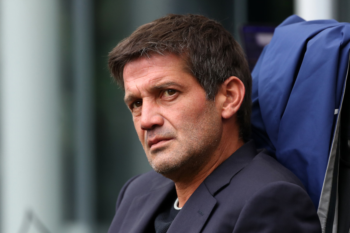 MILAN, ITALY - OCTOBER 25: Cristian Chivu, Manager of FC Internazionale Milano, looks on before the Serie A match between FC Internazionale and ACF Fiorentina at Stadio Giuseppe Meazza on October 25, 2026 in Milan, Italy. (Photo by Marco Luzzani/Getty Images)