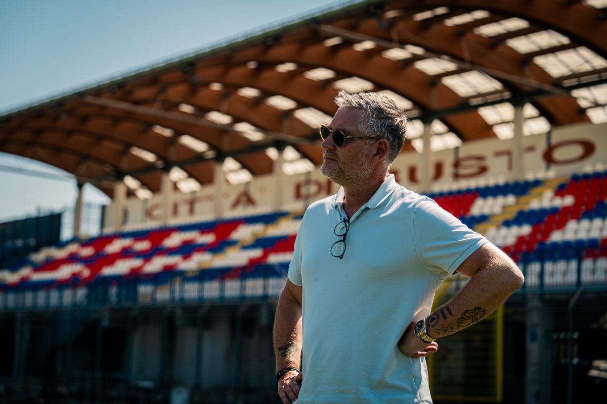 David Dwinger, Co-founder & President of Estrella Football Group, inside Pro Patria's stadium.