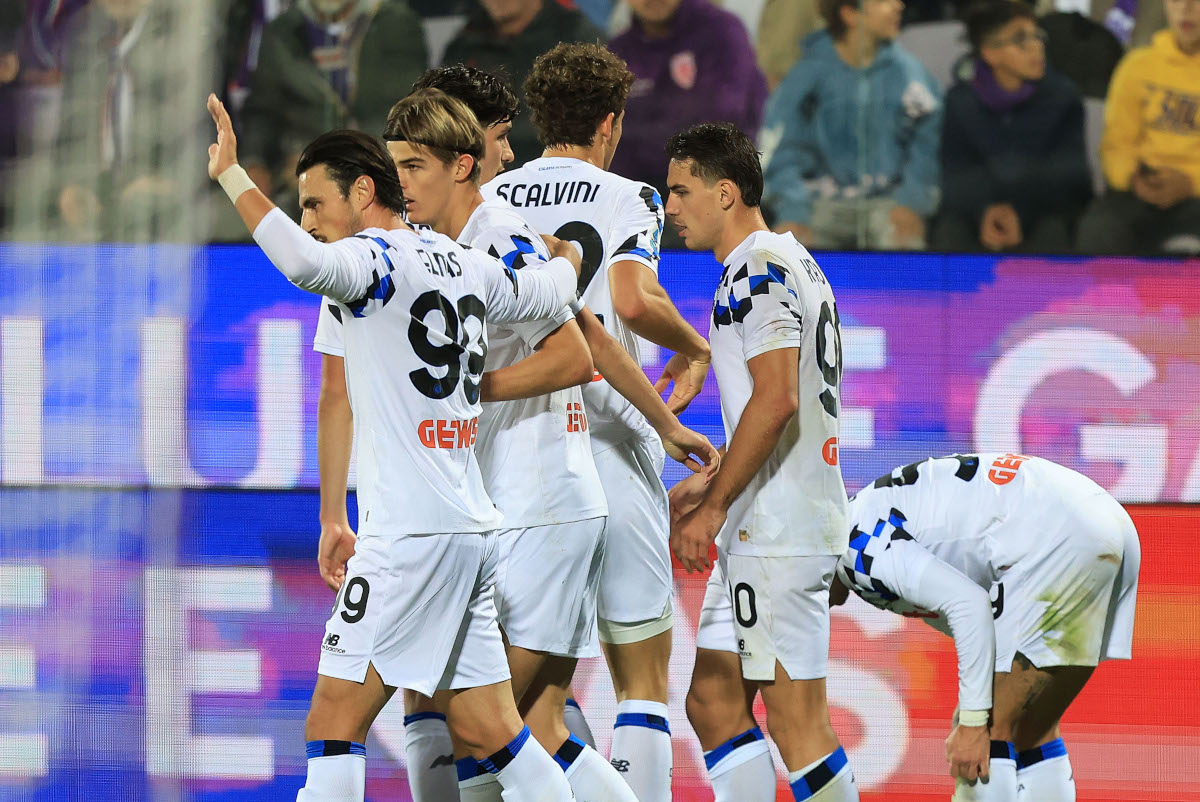 FLORENCE, ITALY - OCTOBER 29: Charles De Ketelaere of Atalanta BC celebrates after scoring the opening goal during the Serie A match between ACF Fiorentina and Atalanta BC at Stadio Artemio Franchi on October 29, 2026 in Florence, Italy. (Photo by Gabriele Maltinti/Getty Images)