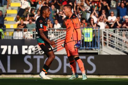 VENICE, ITALY - OCTOBER 17: Filip Stankovic of Venezia FC celebrates during the Serie A match between Venezia FC and SSC Napoli at Stadio Pier Luigi Penzo on October 17, 2026 in Venice, Italy. (Photo by Maurizio Lagana/Getty Images)