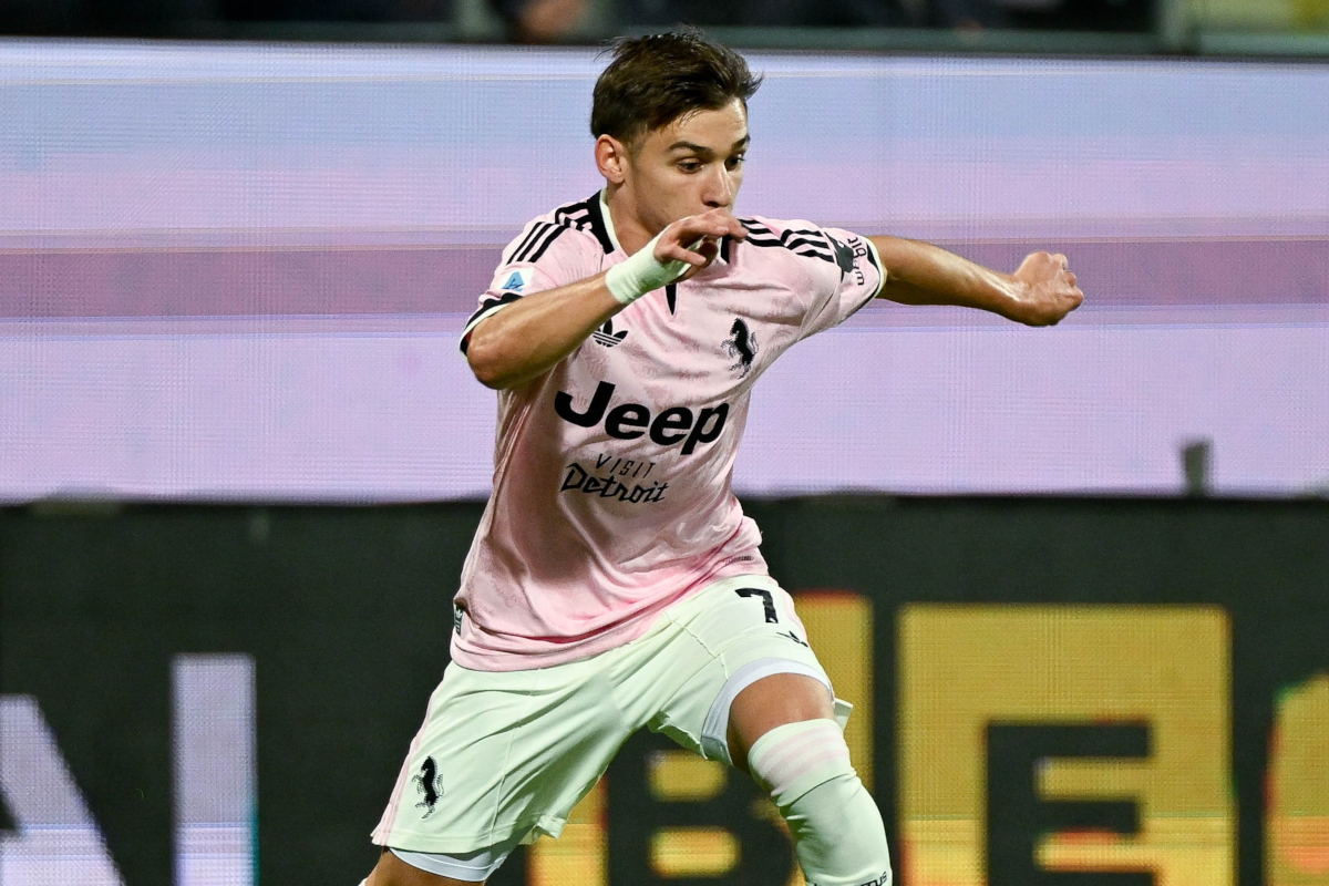 Francisco Conceicao in action for Juventus away to Cagliari (@juventusfcen)