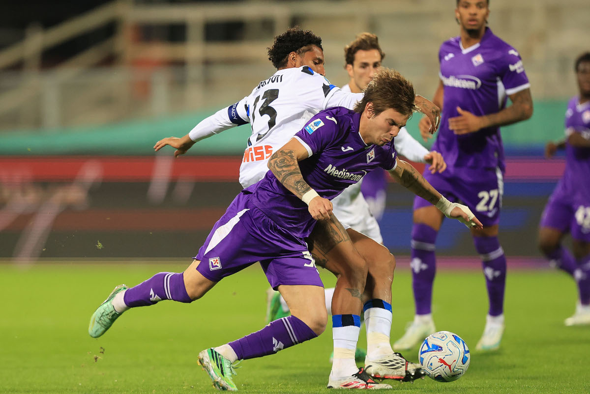 FLORENCE, ITALY - OCTOBER 29: Franco Mastantuono of ACF Fiorentina in action during the Serie A match between ACF Fiorentina and Atalanta BC at Stadio Artemio Franchi on October 29, 2026 in Florence, Italy. (Photo by Gabriele Maltinti/Getty Images)