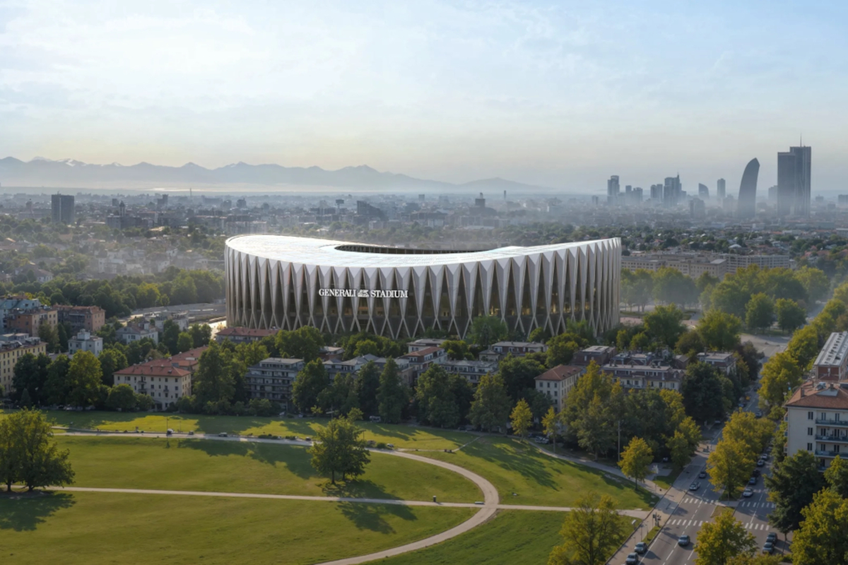 Uma vista do planejado estádio Generali a ser construído pelo AC Milan e Inter na área de San Siro da cidade (inter.it)