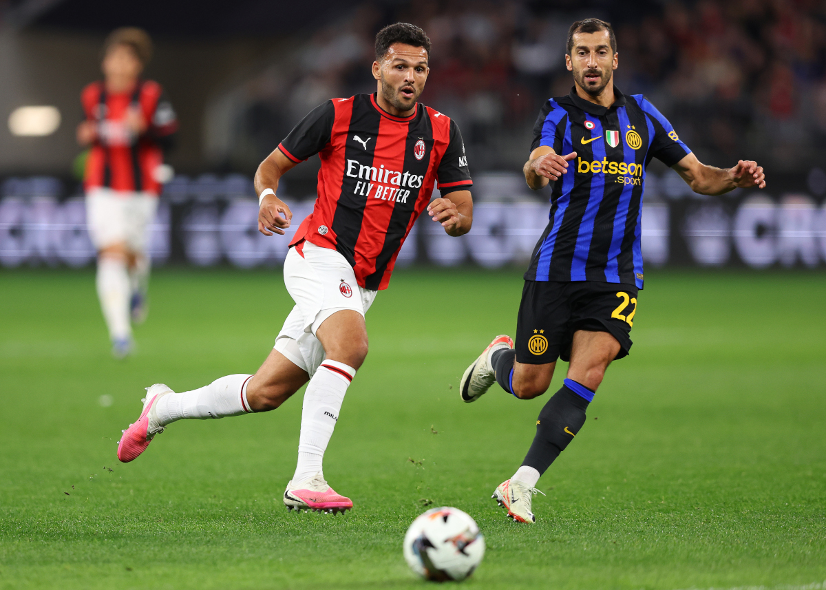 PERTH, AUSTRÁLIA - 05 DE AGOSTO: Gonçalo Ramos do AC Milan em ação durante a partida de pré-temporada entre AC Milan e FC Internazionale no Optus Stadium em 05 de agosto de 2026 em Perth, Austrália. (Foto de Paul Kane/Getty Images)