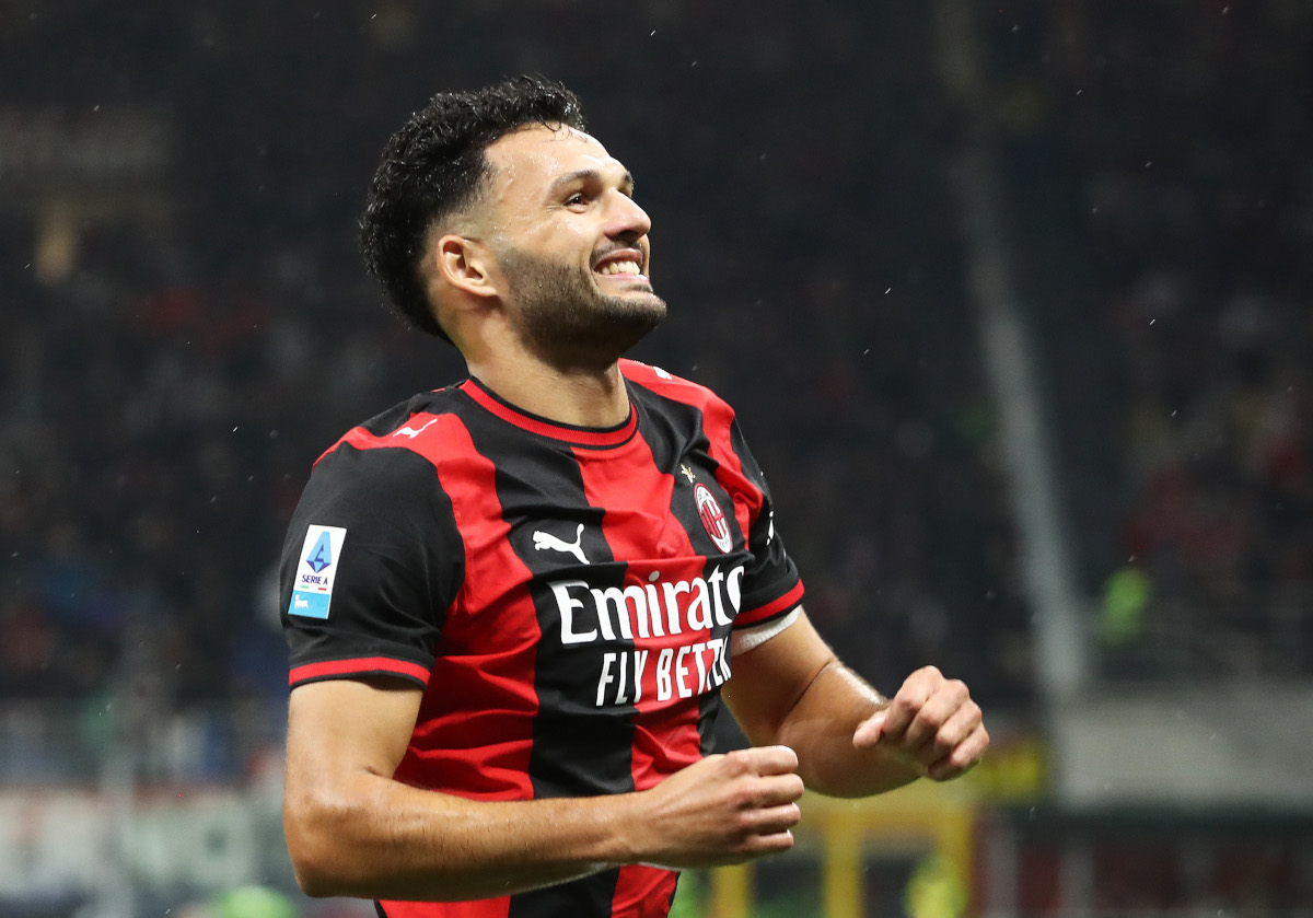 ITÁLIA - 18 DE OUTUBRO: Gonçalo Ramos do AC Milan comemora marcar o primeiro gol de seu time durante a partida da Série A entre AC Milan e Atalanta PC no Stadio Giuseppe Mesa em 18 de outubro de 2026 na Itália. (Foto de Marco Luzzani/Getty Images)