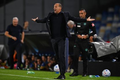NAPLES, ITALY - OCTOBER 10: Massimiliano Allegri, Manager of SSC Napoli, gestures during the Serie A match between SSC Napoli and Frosinone Calcio at Stadio Diego Armando Maradona on October 10, 2026 in Naples, Italy. (Photo by Francesco Pecoraro/Getty Images)
