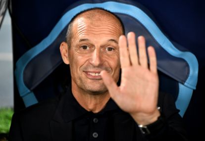 NAPLES, ITALY - OCTOBER 20: Massimiliano Allegri, Manager of SSC Napoli, waves to the camera before the UEFA Champions League 2026/27 League Phase MD3 match between SSC Napoli and FK Bodo/Glimt at Stadio Diego Armando Maradona on October 20, 2026 in Naples, Italy. (Photo by Francesco Pecoraro/Getty Images)