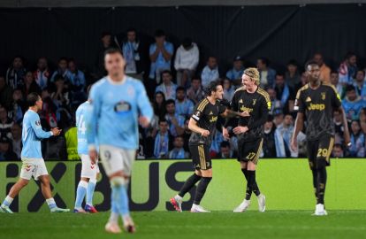 VIGO, SPAIN - OCTOBER 15: Nick Woltemade of Juventus celebrates scoring his team’s first goal with teammate Federico Gatti during the UEFA Europa League 2026/27 League Phase MD2 match between Real Club Celta and Juventus at Estadio Balaidos on October 15, 2026 in Vigo, Spain. (Photo by Jose Manuel Alvarez Rey/Getty Images)