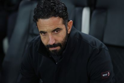 UDINE, ITALY - OCTOBER 25: Ruben Amorim, AC Milan manager, looks on during the Serie A match between Udinese Calcio and AC Milan at Stadio Friuli on October 25, 2026 in Udine, Italy. (Photo by Timothy Rogers/Getty Images)