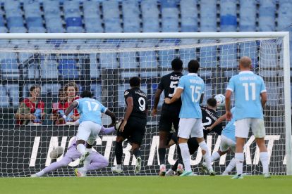 ROME, ITALY - OCTOBER 11: Saba Goglichidze of AC Monza scores his team’s first goal during the Serie A match between SS Lazio and AC Monza at Stadio Olimpico on October 11, 2026 in Rome, Italy. (Photo by Paolo Bruno/Getty Images)