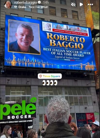 Picture: Baggio in New York to receive Best Italian Player of All Time award