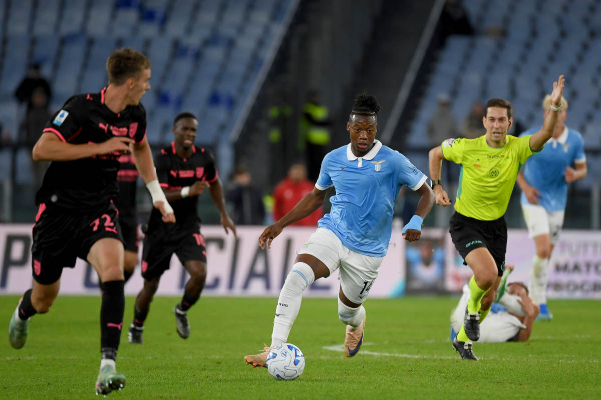 ROME, ITALY - OCTOBER 24: Tijjani Noslin of SS Lazio in action during the Serie A match between SS Lazio and Parma Calcio at Stadio Olimpico on October 24, 2026 in Rome, Italy. (Photo by Marco Rosi - SS Lazio/Getty Images)