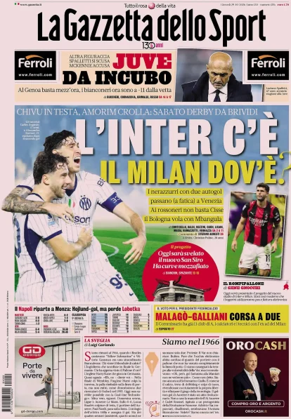 Today’s Papers – Horrifying Juventus, where’s Milan?