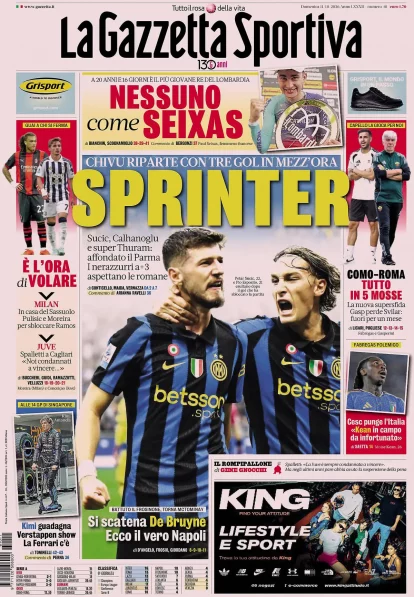 Today’s Papers – Inter’s sprint, Fabregas taunts Italy, Cardinale like Trump