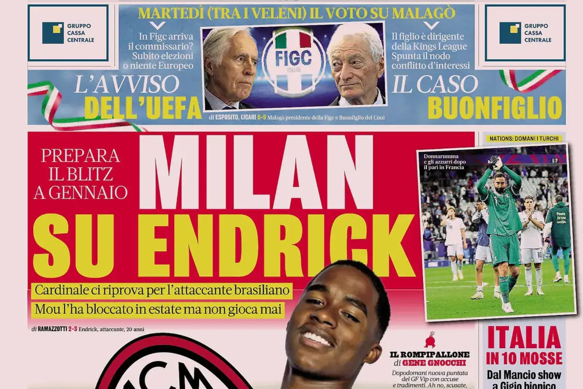 Today’s Papers: ‘Milan on Endrick’ and Real Madrid’s €100m Yildiz raid