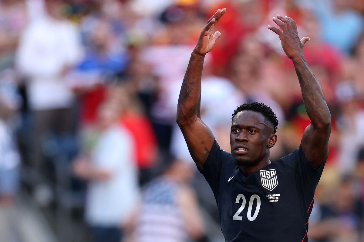 SEATTLE, WASHINGTON - 06 DE JULHO: Folarin Balogun # 20 dos EUA reage durante a partida das oitavas de final da Copa do Mundo FIFA 2026 entre EUA e Bélgica no Seattle Stadium em 06 de julho de 2026 em Seattle, Washington. (Foto de Luke Hales/Getty Images)